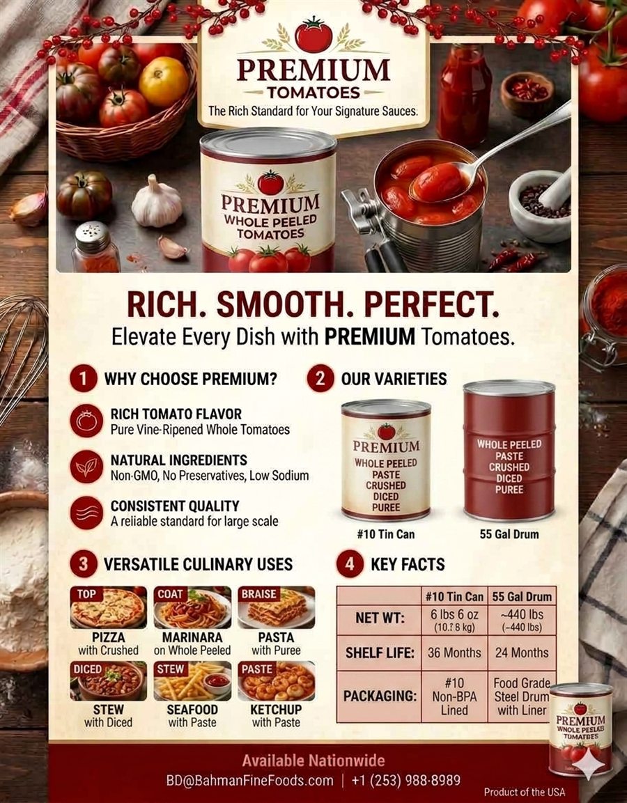 Premium tomatoes and pantry ingredients